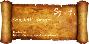 Szajkó Anett névjegykártya